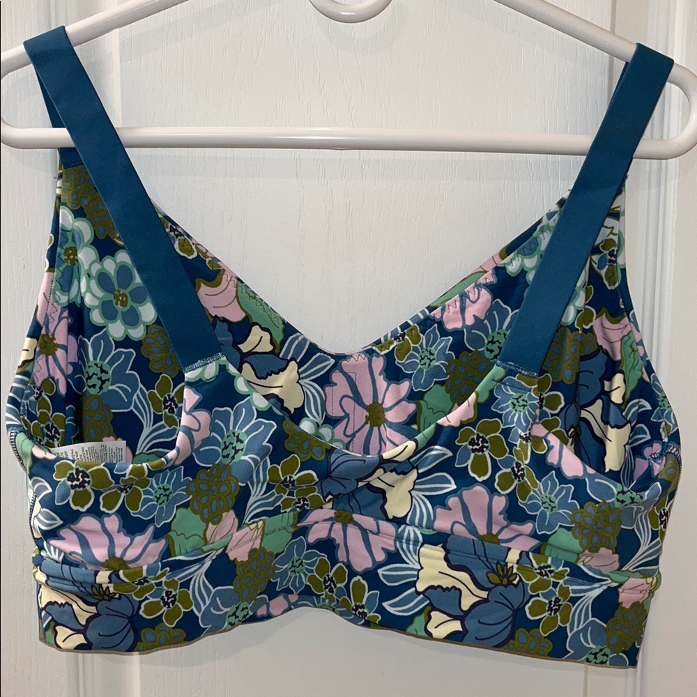 🆕 Offline by Aerie Blue Floral Sports Bra Size XL - Picture 2 of 6